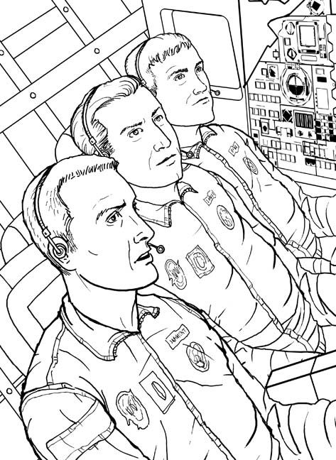 This illustrated story from "Cooperation" about Apollo 13 and Eugene Kranz, NASA Flight Director was very heavily researched. This panel shows Swigert, Lovell and Haise in the Apollo 13 capsule. For one small panel in the story, I needed to find out exactly how the suit/cabin temperature gauge was reading. My friend and amazing author, speaker and space journalist Andy Chaikin connected me to Apollo 13 astronaut Fred Haise to determine how to portray the reading on the gauge. Thank you Andy & Fred... You made this tough assignment a huge and exciting pleasure!... talk about "Cooperation."